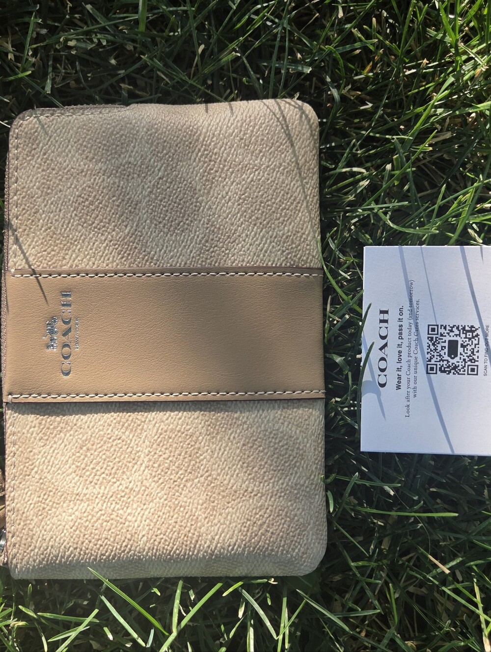 Coach Beige Leather Zip Wallet